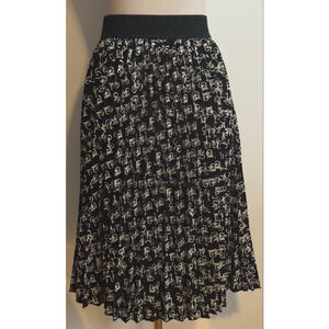 Women's LuLaRoe Black & White Bicycle Print Pleated Midi Skirt XS